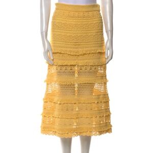 Maje Butter Yellow Crochet Knit Skirt NWT